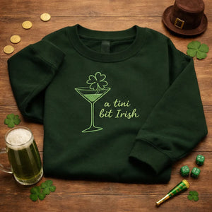 A Tini Bit Irish Embroidered Sweatshirt, Lucky Martini Top