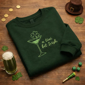 A Tini Bit Irish Embroidered Sweatshirt, Lucky Martini Top