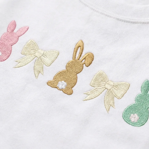 Aesthetic Bunny & Bows Embroidered Sweatshirt, Ribbon Top