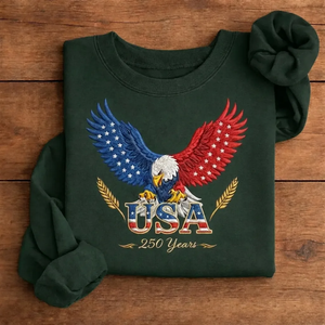 American Eagle USA 250 Years Embroidered Sweatshirt, Patriotic Crew