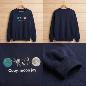 Artemis II Copy Moon Joy Embroidered Sweatshirt, Space Quote Crew