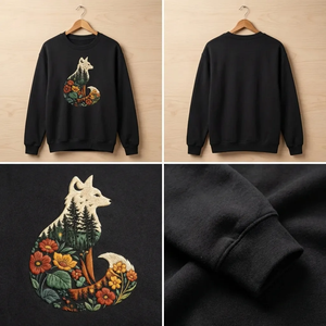 Comfort Colors Embroidered Fox Sweatshirt, Woodland Nature Crewneck