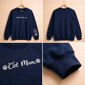 Custom Cat Mum Sweatshirt with Names on Sleeve, Cat Lover Gift