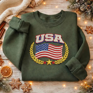 Custom Country Flag Embroidered Sweatshirt, Country Flag Top