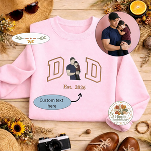 Custom Dad Photo Embroidered Sweatshirt, Faceless Portrait Crew
