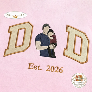 Custom Dad Photo Embroidered Sweatshirt, Faceless Portrait Crew