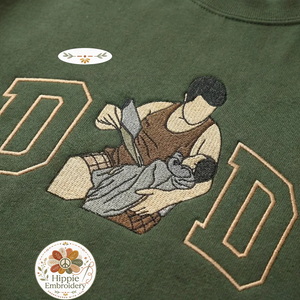 Custom Dad Portrait Embroidered Sweatshirt, New Dad Gift Top