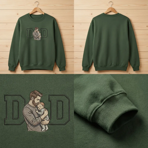 Custom Dad Portrait Embroidered Sweatshirt, New Dad Gift Top