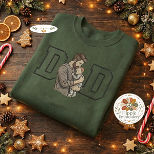 Custom Dad Portrait Embroidered Sweatshirt, New Dad Gift Top