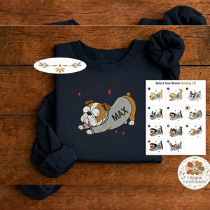 Custom Dog Name Embroidered Sweatshirt, Funny Cartoon Puppy Crew