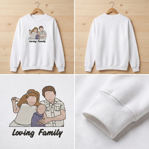 Custom Family Portrait Embroidered Sweatshirt, Photo Keepsake