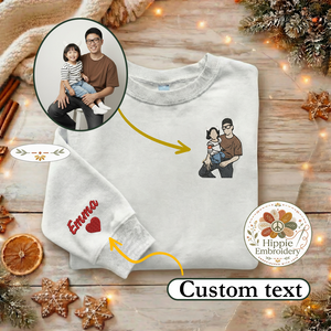 Custom Photo Portrait Embroidered Sweatshirt, Family Keepsake