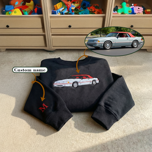 Customized Car Embroidered Sweatshirt, Personal Vehicle Top