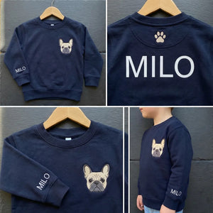Customized Dog Embroidered Sweatshirt, Pet Portrait Top