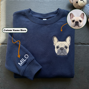 Customized Dog Embroidered Sweatshirt, Pet Portrait Top