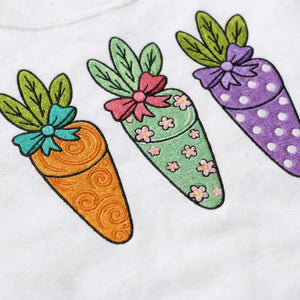 Decorative Easter Carrot Embroidered Sweatshirt, Spring Top