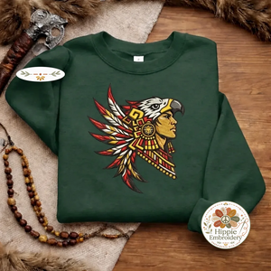 Embroidered Aztec Eagle Warrior Sweatshirt, Ancient Culture Shirt