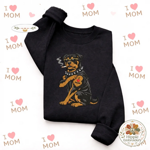 Embroidered Badass Rottweiler Sweatshirt, Tough Dog I Love Mom Shirt