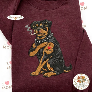 Embroidered Badass Rottweiler Sweatshirt, Tough Dog I Love Mom Shirt