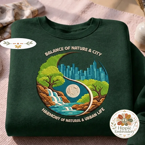 Embroidered Balance Of Nature Sweatshirt, Yin Yang Life Shirt
