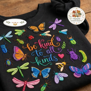 Embroidered Be Kind To All Kinds Sweatshirt, Vintage Bugs Crew