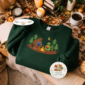 Embroidered Bigfoot Alien Book Club Sweatshirt, Paranormal Shirt