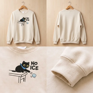 Embroidered Black Cat Pushing Ice Sweatshirt, Anti ICE Top