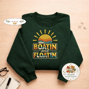 Embroidered Boatin and Floatin Sweatshirt, Summer Lake Crewneck