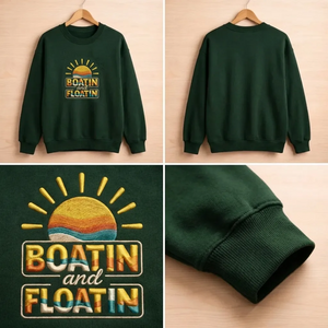 Embroidered Boatin and Floatin Sweatshirt, Summer Lake Crewneck