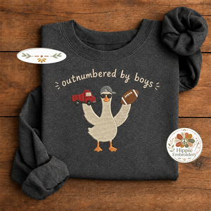 Embroidered Boy Mom Goose Sweatshirt, Outnumbered By Boys Crew