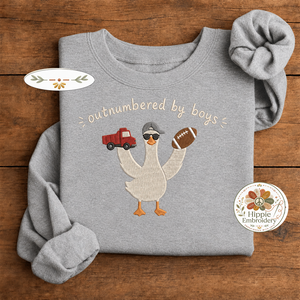 Embroidered Boy Mom Goose Sweatshirt, Outnumbered By Boys Crew