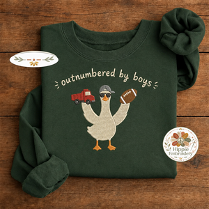 Embroidered Boy Mom Goose Sweatshirt, Outnumbered By Boys Crew