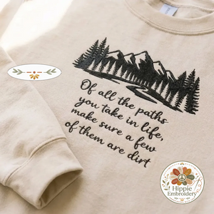 Embroidered Camping Paths Sweatshirt, Forest Hiking Nature Shirt