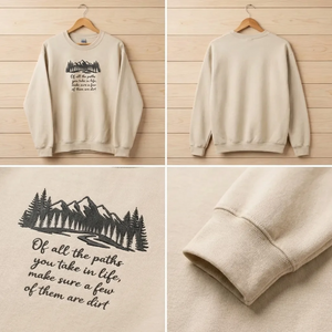 Embroidered Camping Paths Sweatshirt, Forest Hiking Nature Shirt