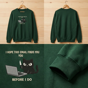 Embroidered Cat Email Sweatshirt, Funny Office Humor Pullover