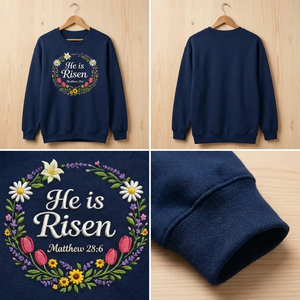 Embroidered Cat Nature Forest Sweatshirt, Floral Feline Crewneck