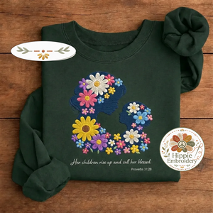 Embroidered Christian Mom Shirt, Bible Verse Floral Mama Crewneck