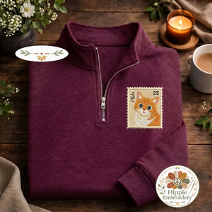 Embroidered Custom Pet Stamp Quarter Zip, Personalized Pet Shirt