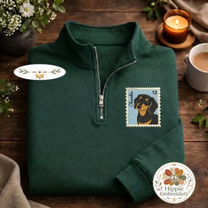 Embroidered Custom Pet Stamp Quarter Zip, Personalized Pet Shirt