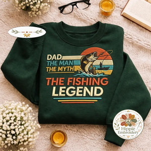 Embroidered Dad Fishing Legend Sweatshirt, Funny Dad Crewneck