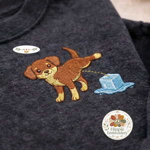 Embroidered Dog Peeing Ice Sweatshirt, Anti ICE Protest Top