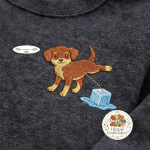 Embroidered Dog Peeing Ice Sweatshirt, Anti ICE Protest Top
