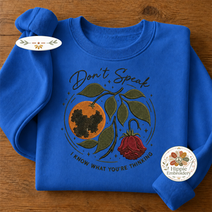 Embroidered Don't Speak Sweatshirt, Moldy Orange & Rose Crew