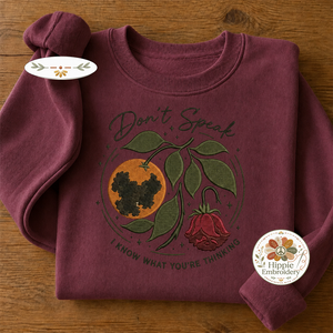 Embroidered Don't Speak Sweatshirt, Moldy Orange & Rose Crew