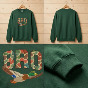 Embroidered Duck BRO Sweatshirt, Funny Camo Hunting Crewneck