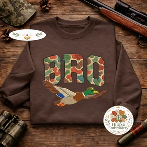 Embroidered Duck BRO Sweatshirt, Funny Camo Hunting Crewneck