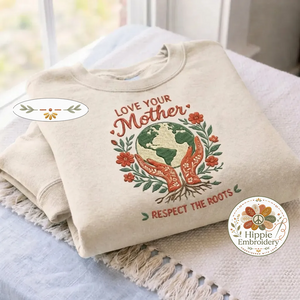 Embroidered Earth Day Floral Shirt, Love Your Mother Crewneck