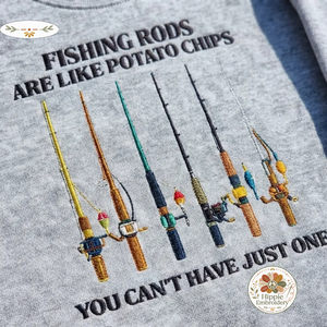 Embroidered Fishing Rods Sweatshirt, Funny Angler Crewneck