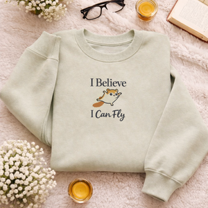 Embroidered Flying Squirrel Sweatshirt, Funny Woodland Top