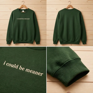 Embroidered I Could Be Meaner Sweatshirt, Sassy Quote Top